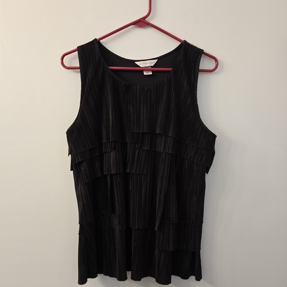 Christopher & Banks Elegant Ruffled Tier Ladies Sleeveless Top - Size Medium